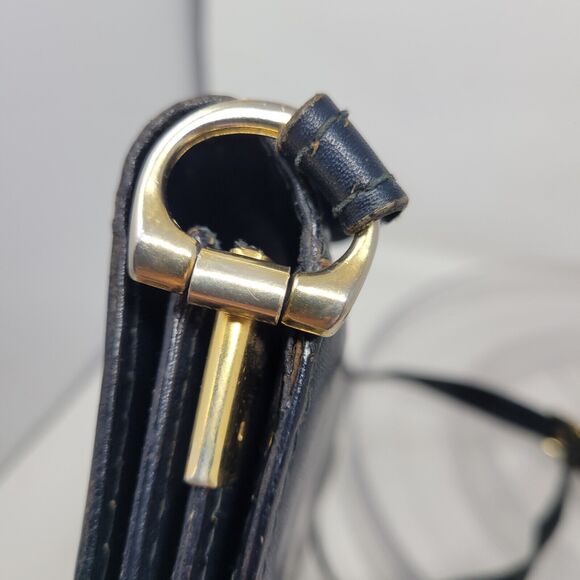 Vintage Old Visconti ITALY Leather Shoulder Bag Crossbody Blue Celine Designer - Picture 4 of 9